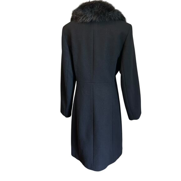 Outbrook 100% Wool Jacket Faux Fur Shawl Collar SZ M 8-10 Black Overcoat Preppy - Picture 7 of 12